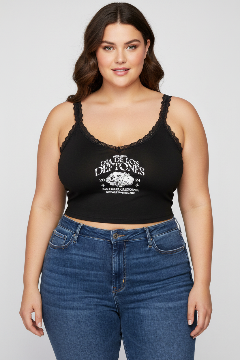 Deftones Cami on Curvy Busty Model