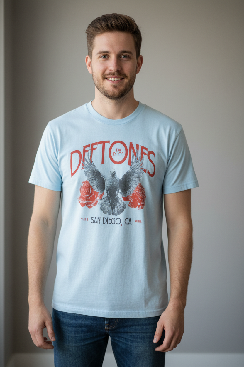 Deftones Tee on Model - No Tattoos