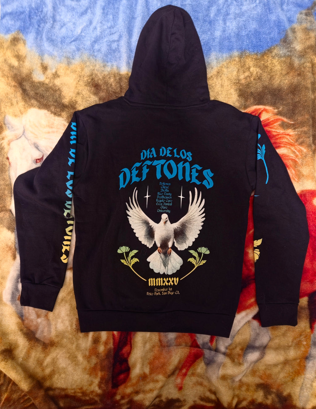 Dia De Los Deftones Black Band Hoodie with Dove Graphic Limited Stock