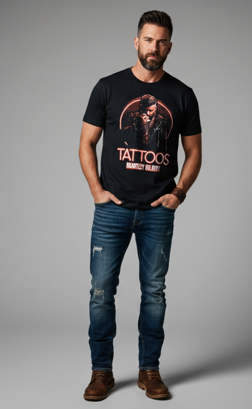 Brantley Gilbert – "Tattoos" Distressed Tour T-Shirt | Official Band Merch